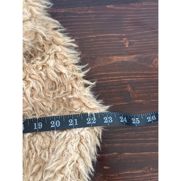 ME JANE Faux Fur Sherpa Sleeveless Cardigan M Camel Streetwear Gorpcore - Picture 9 of 11